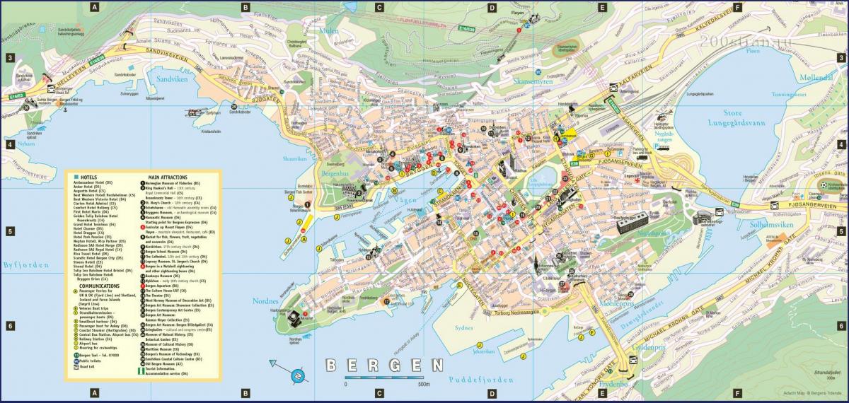 miasto Bergen Norwegia na mapie