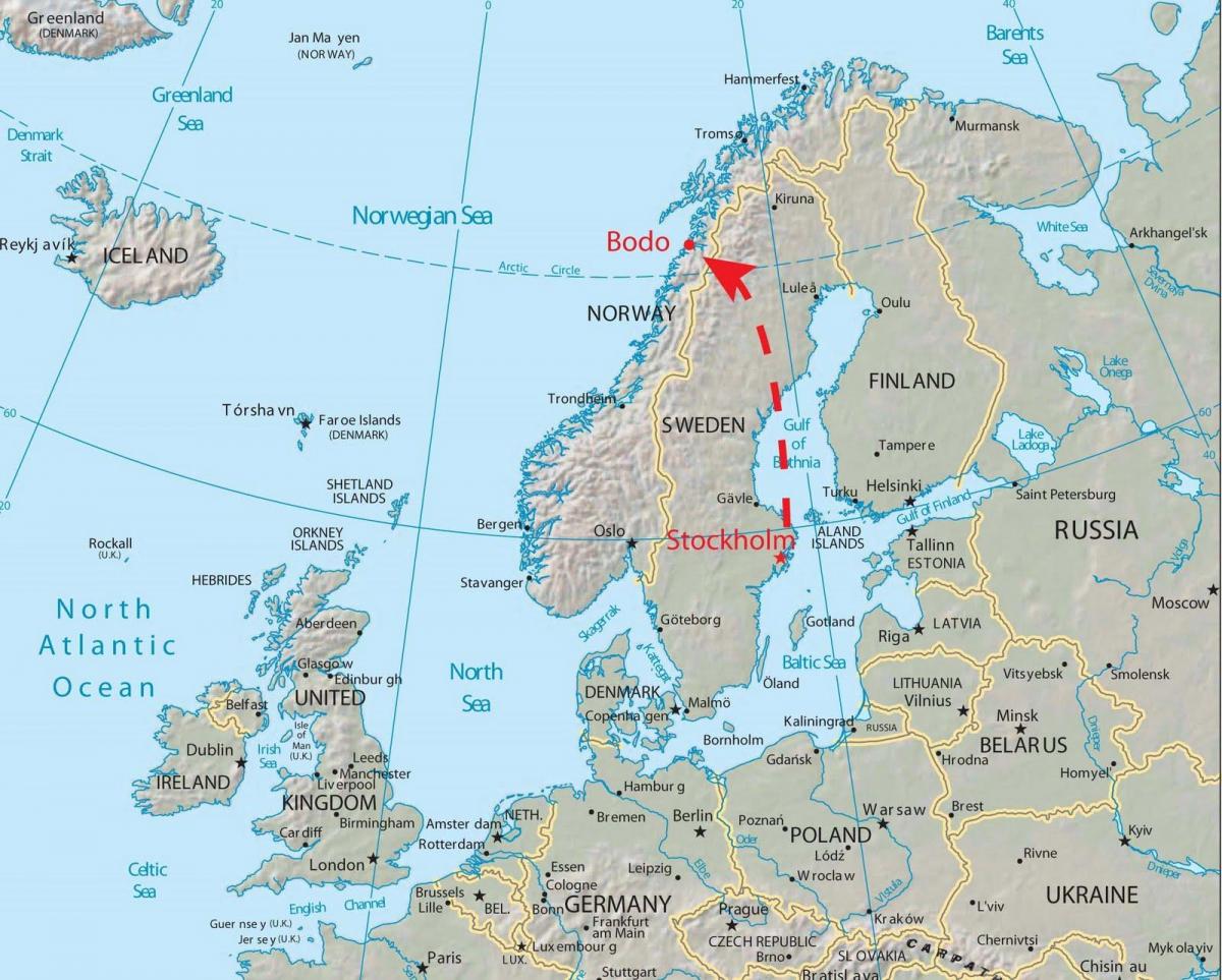 Mapa Bodo, Norwegia