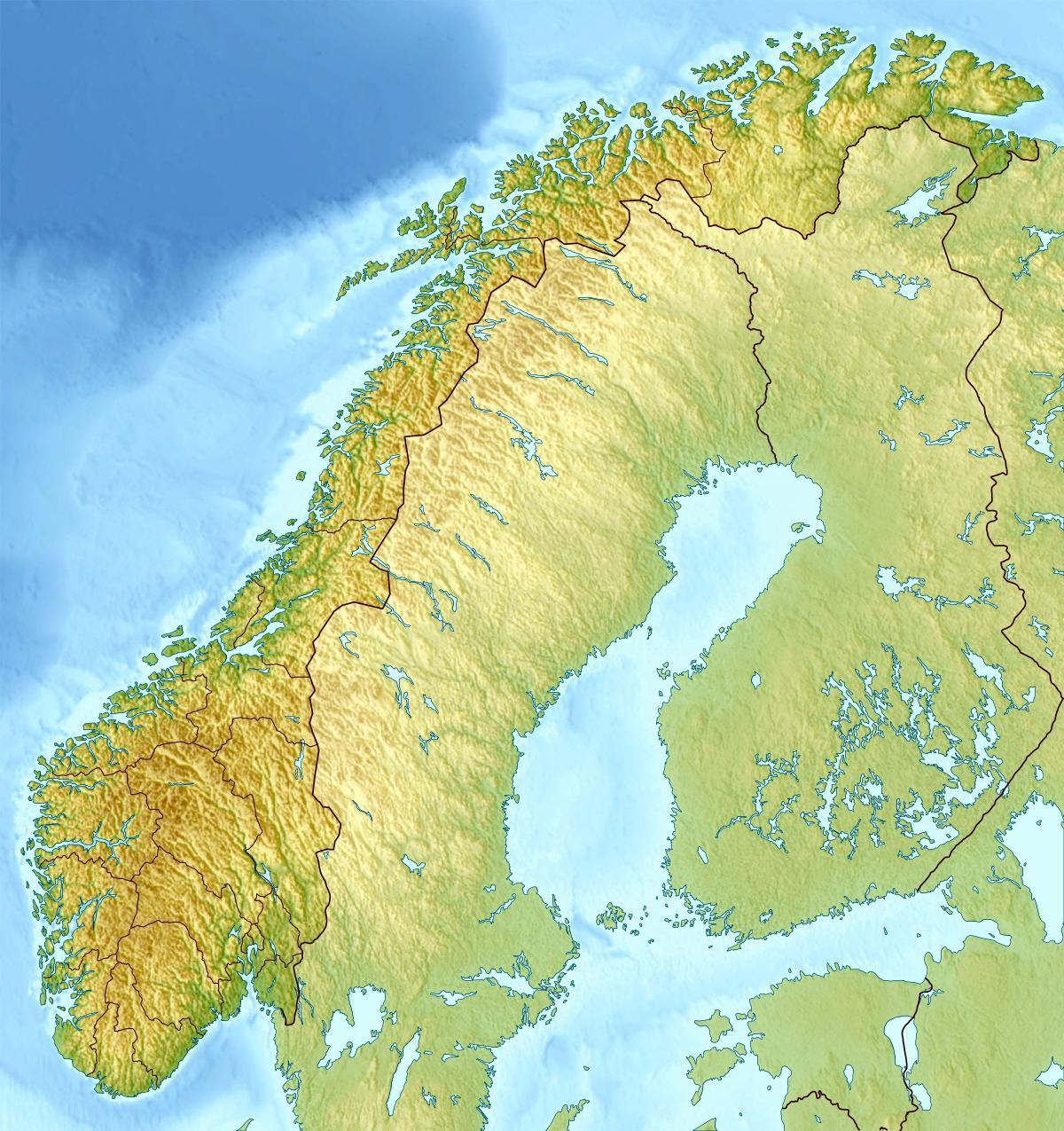 Mapa fizyczna Norwegia