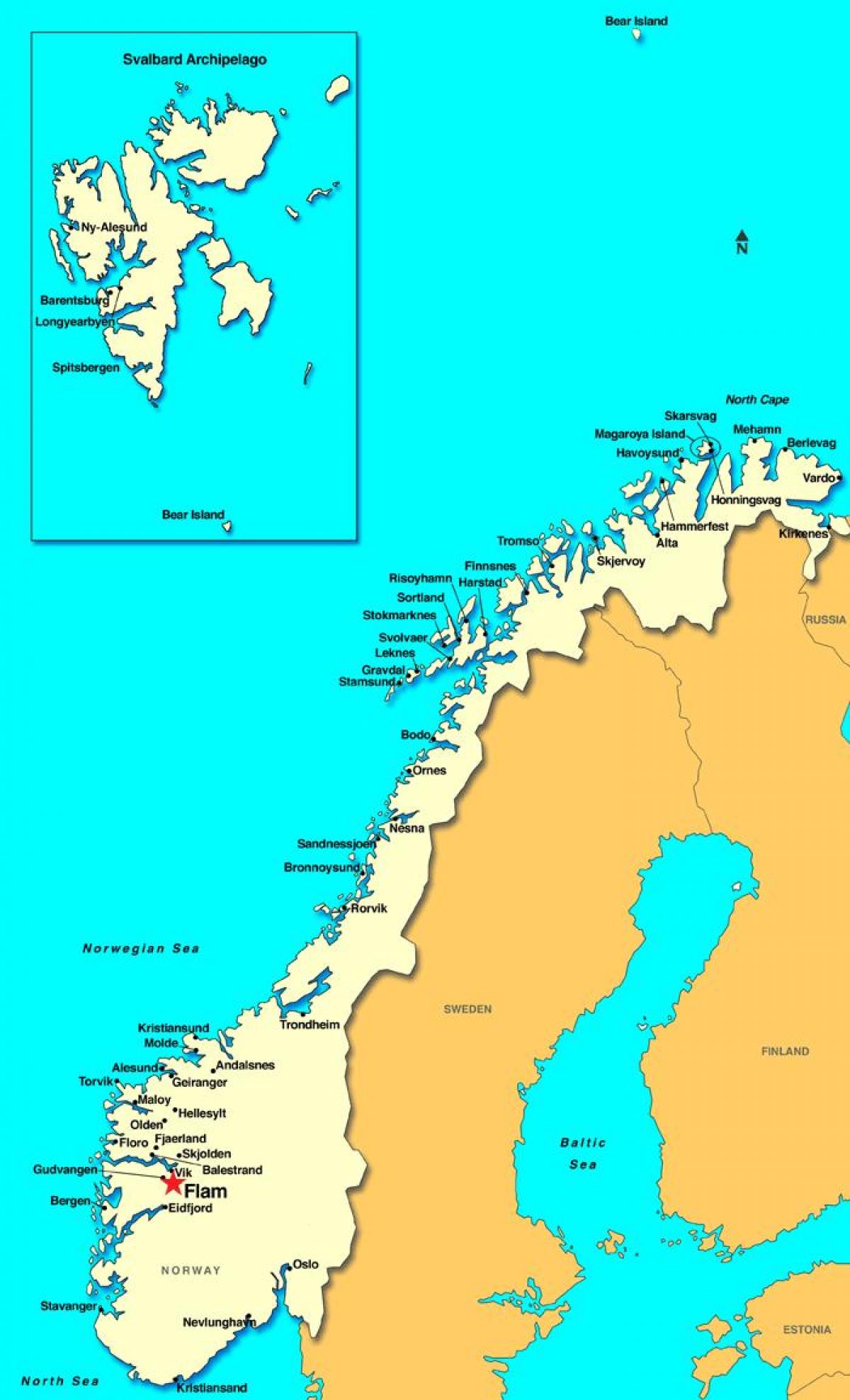 flåm mapie Norwegii
