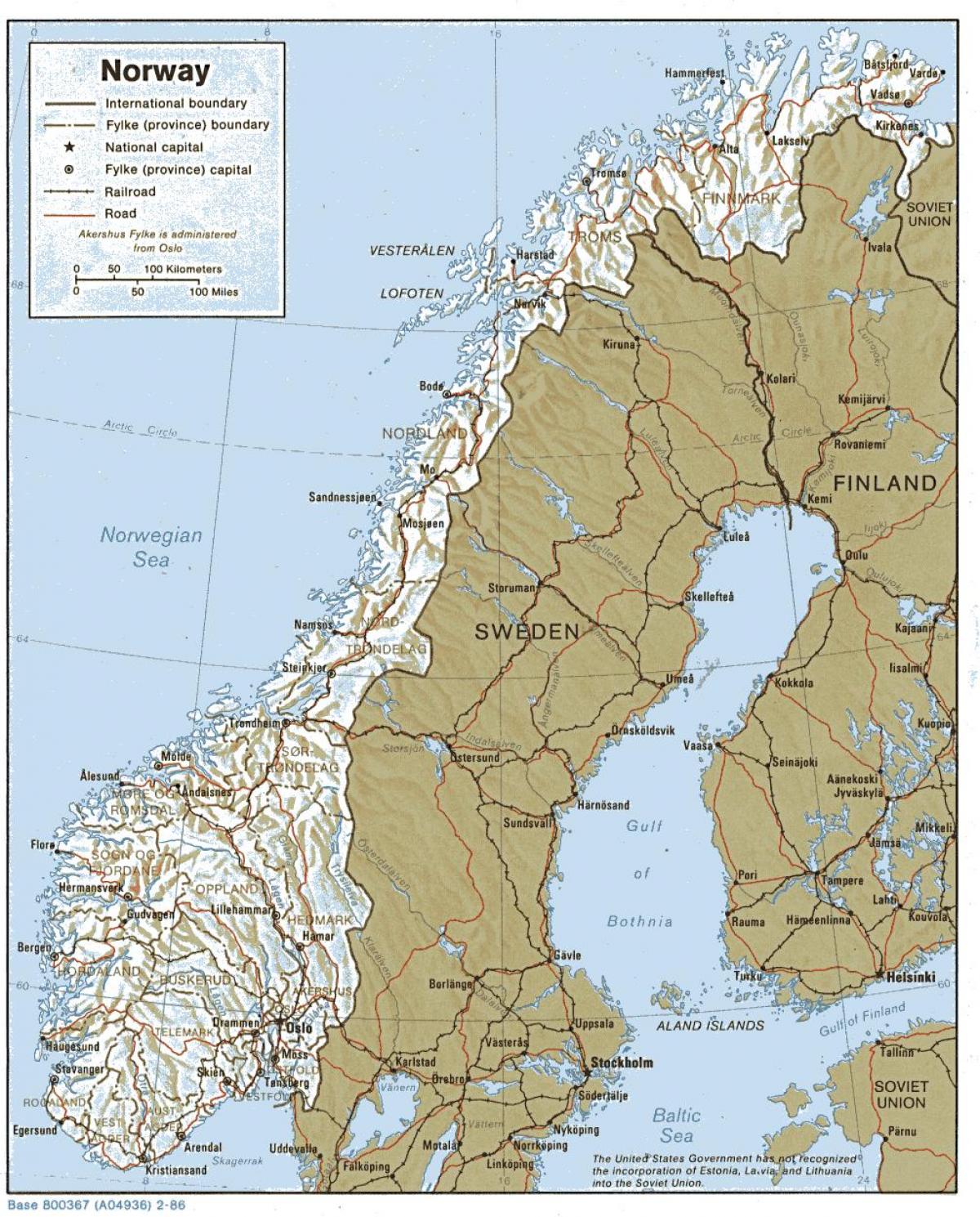 geograficzna mapa Norwegii