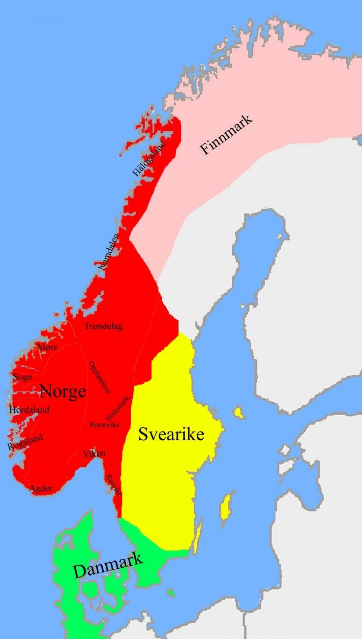 Mapa Norwegii granic