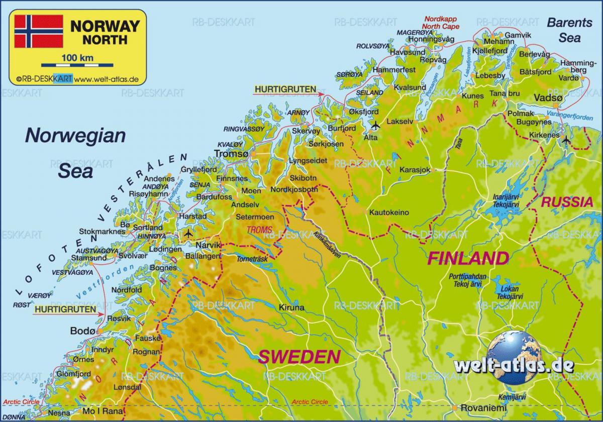Mapa kirkenes w Norwegii