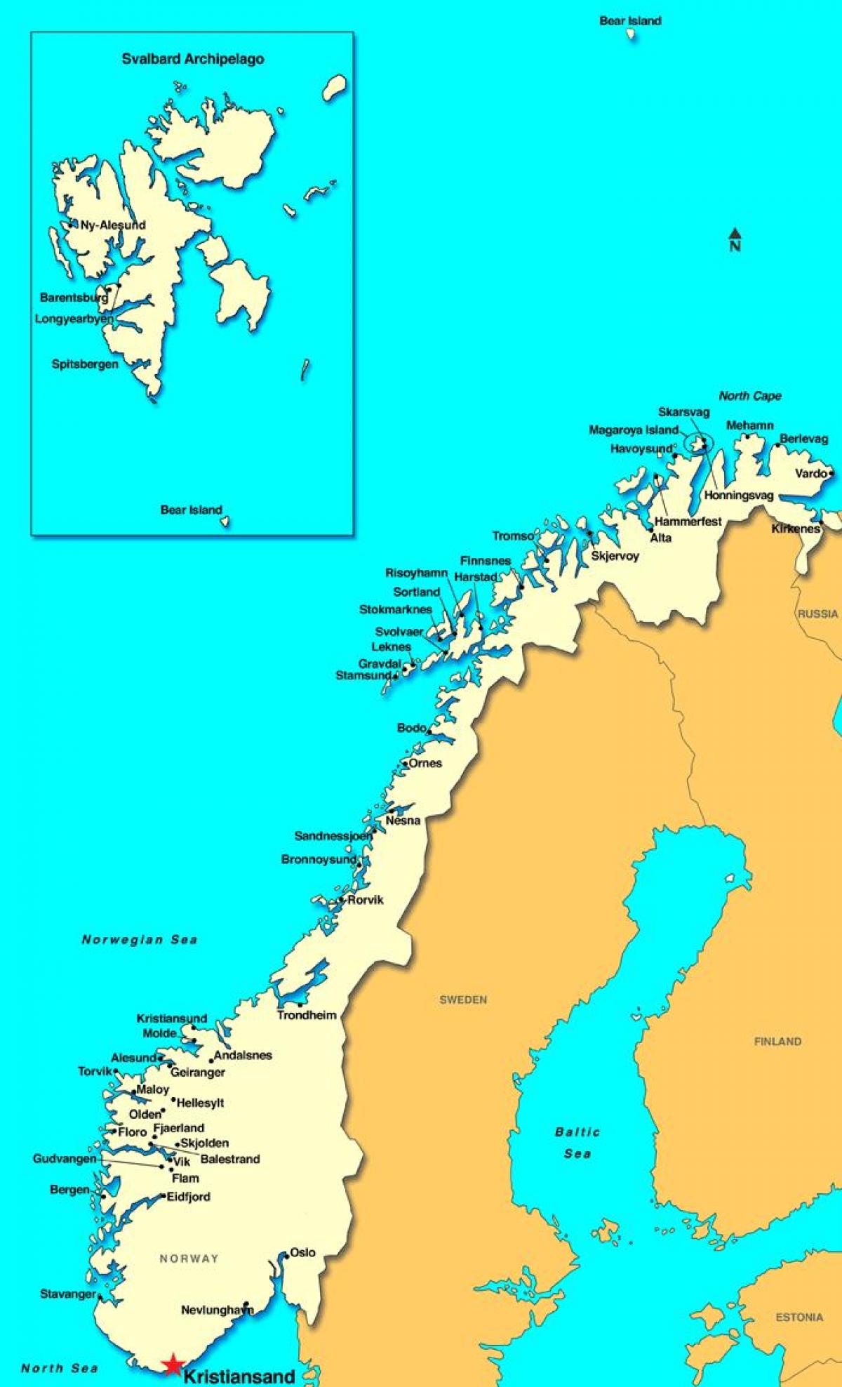 Mapa kristiansand, Norwegia