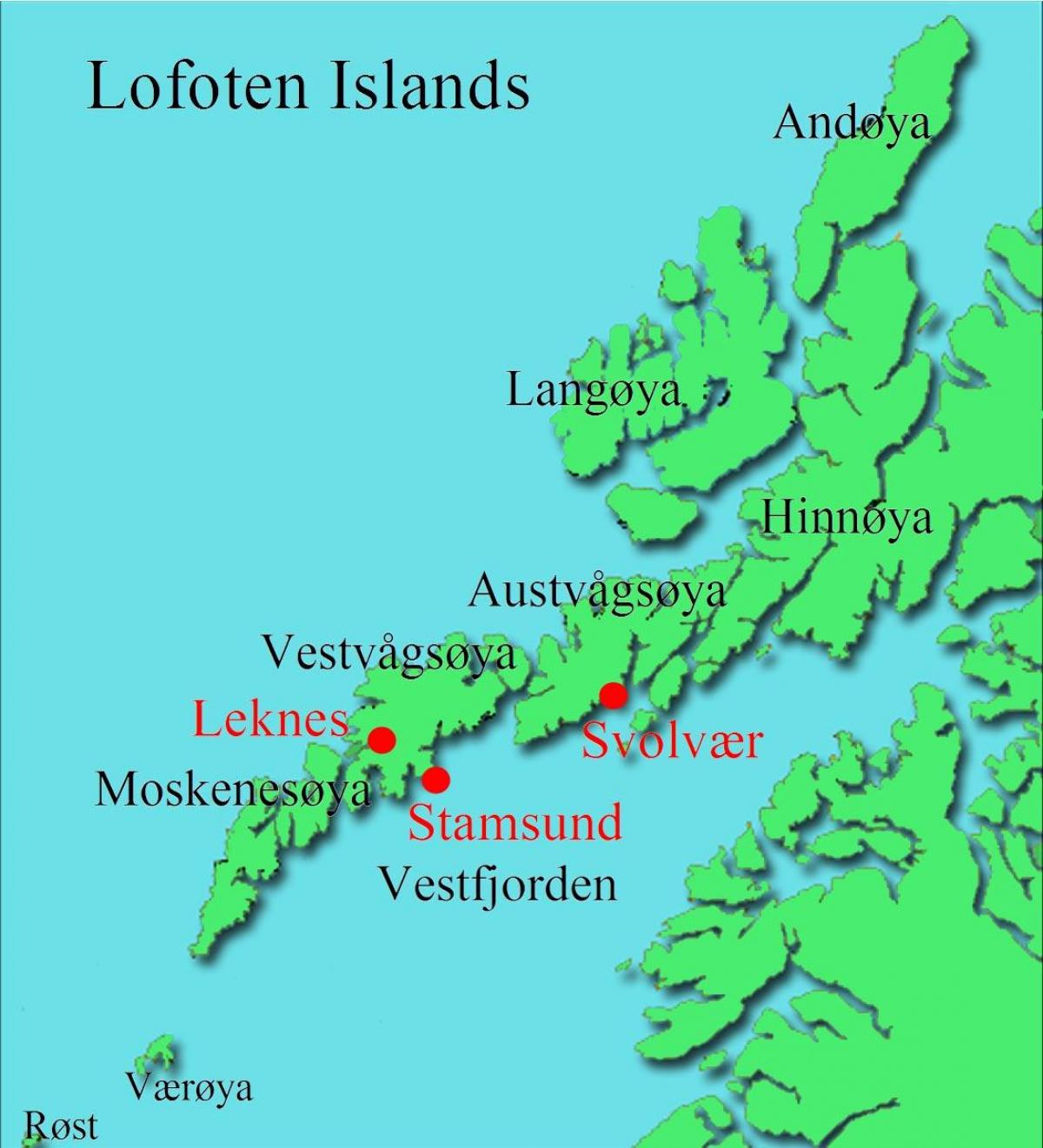 lofoty Norwegia na mapie