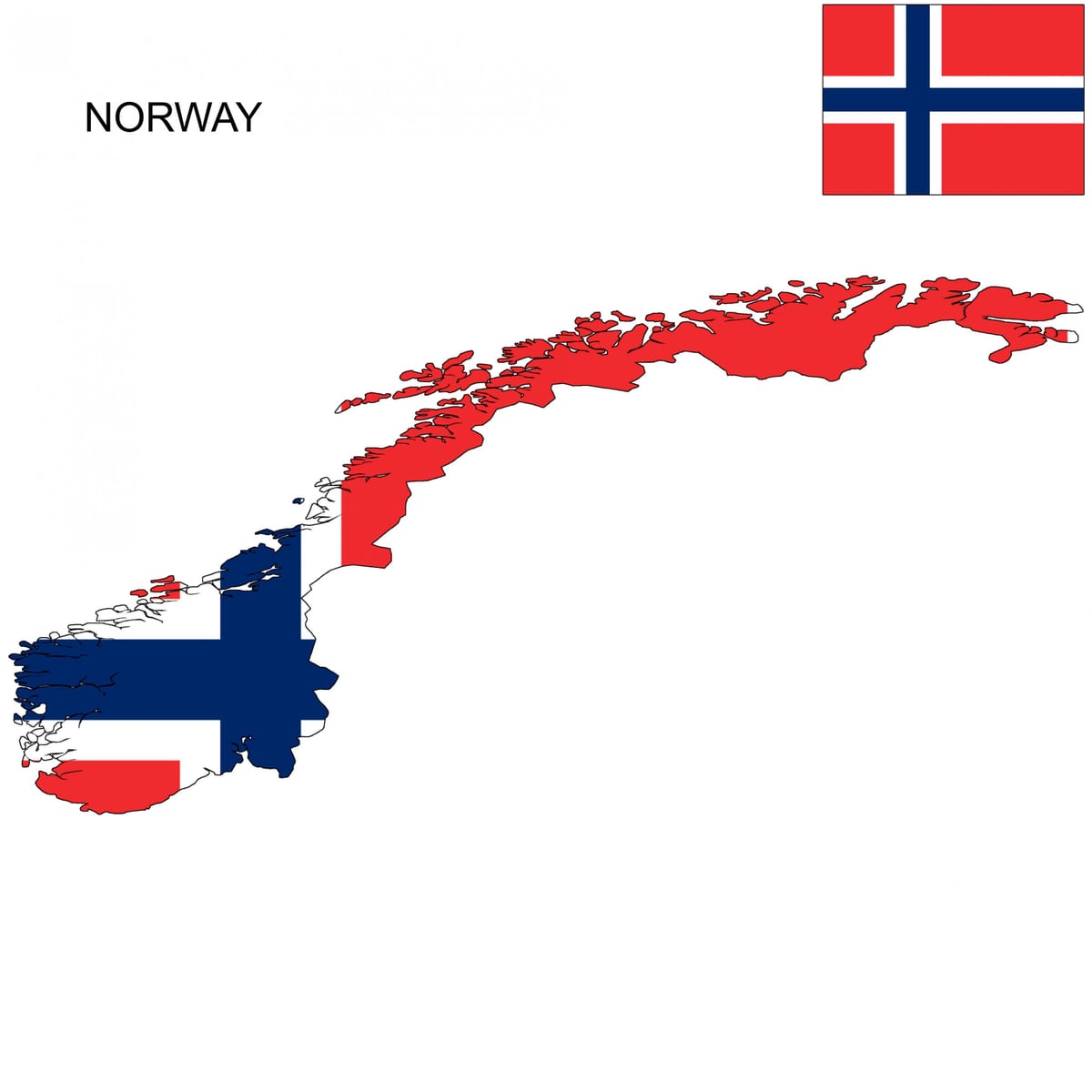 Flaga Norwegii na mapie