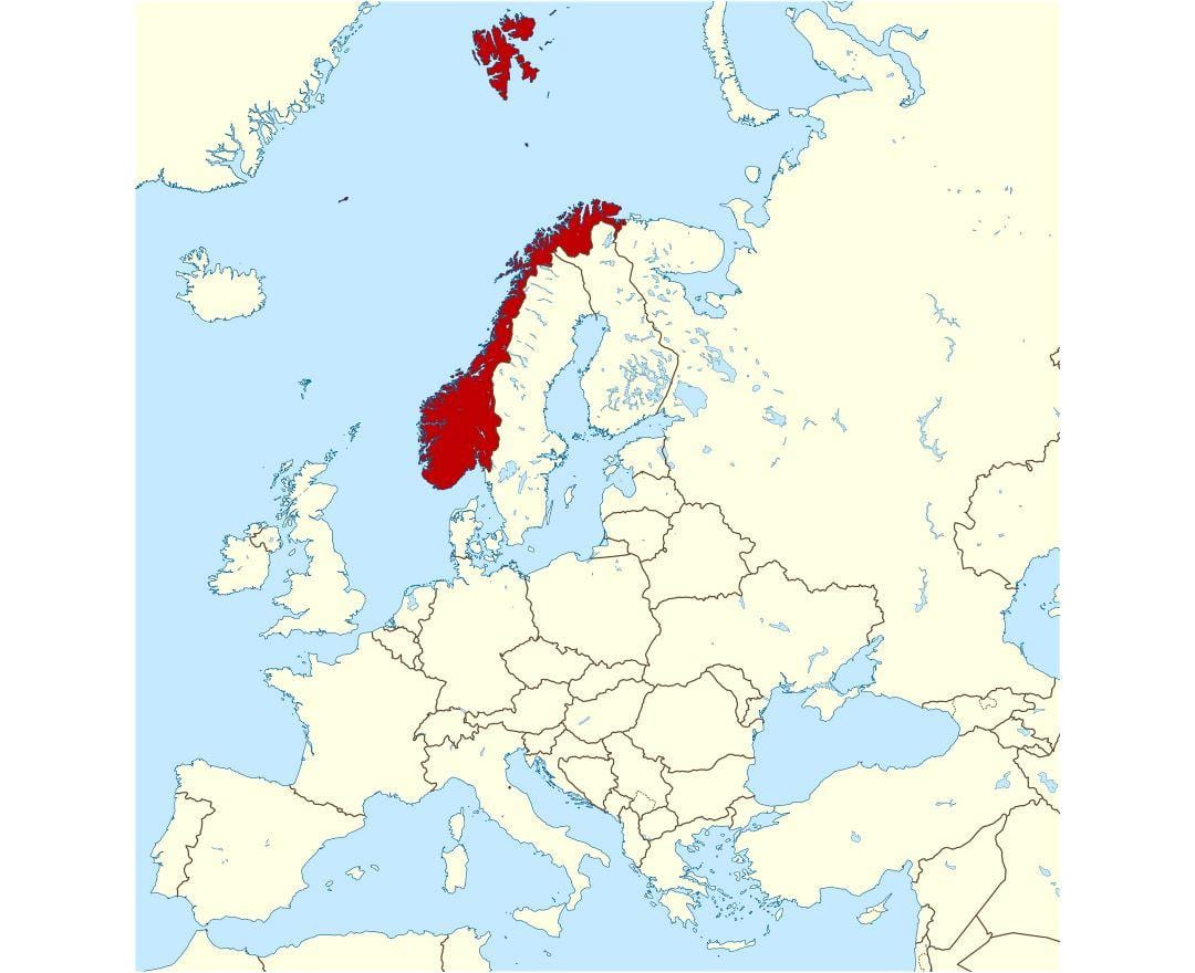 Położenie Norwegii na mapie