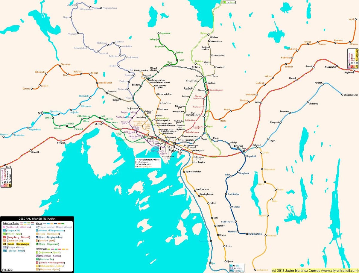 Mapa metra Norwegia