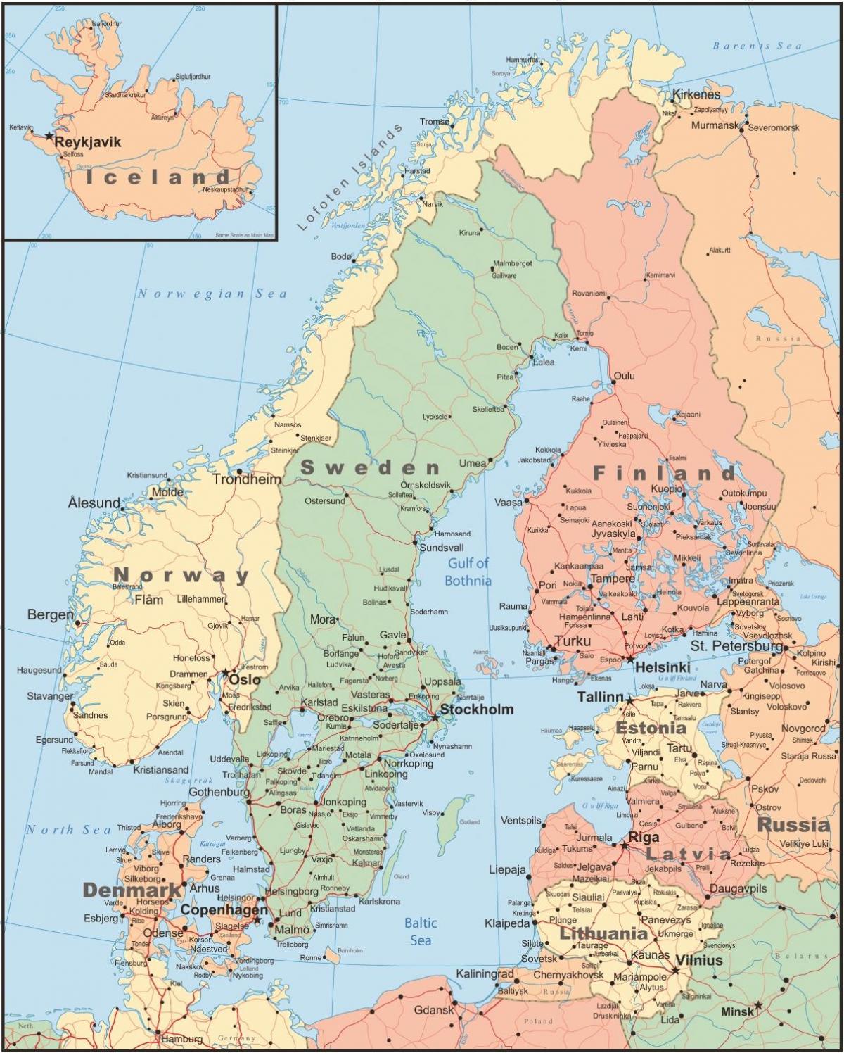 Norwegia mapa kraju 