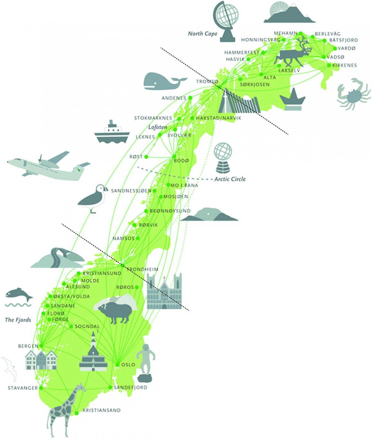 Norwegia zabytki mapa