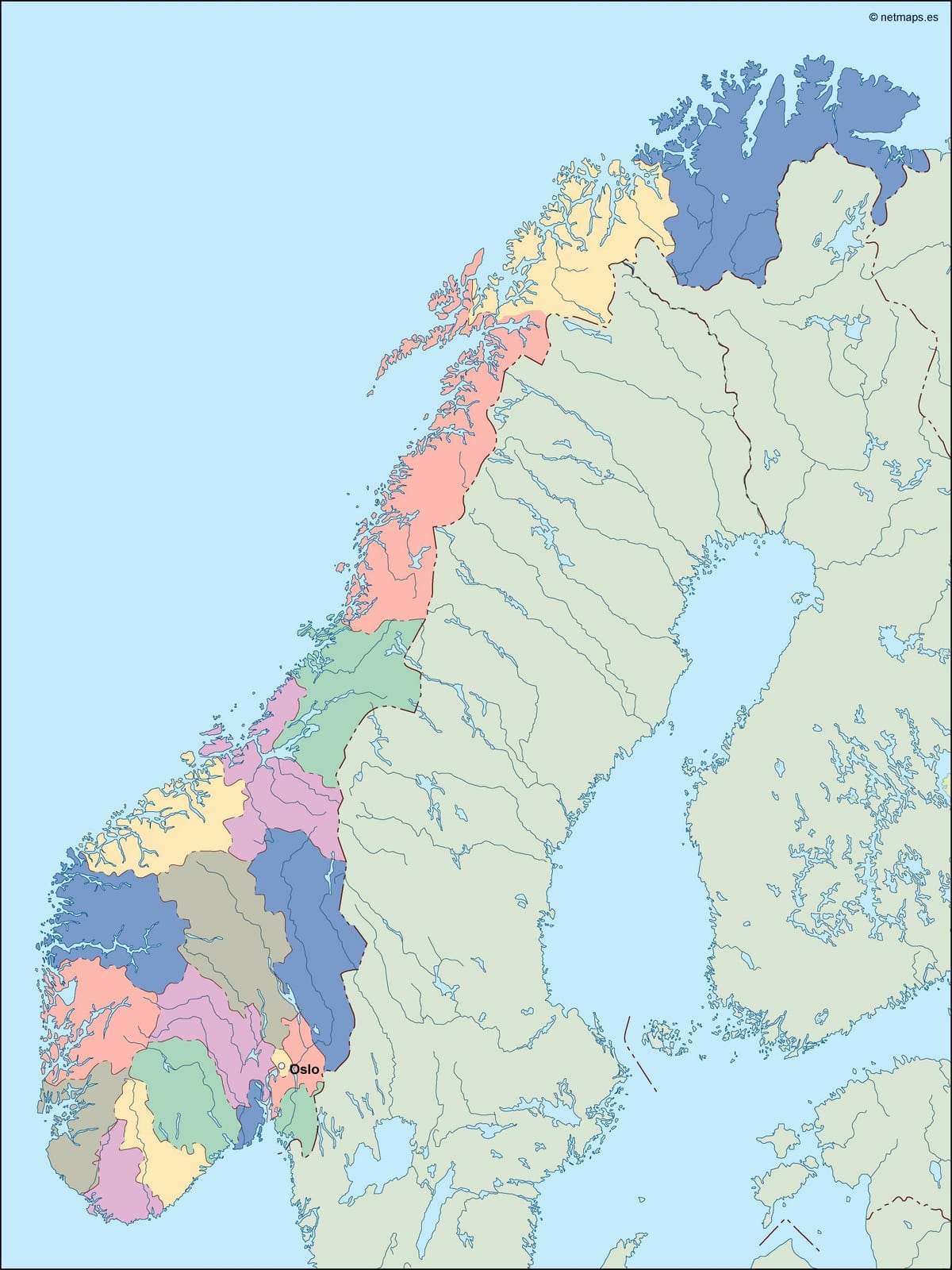 Mapa Norwegii wektor
