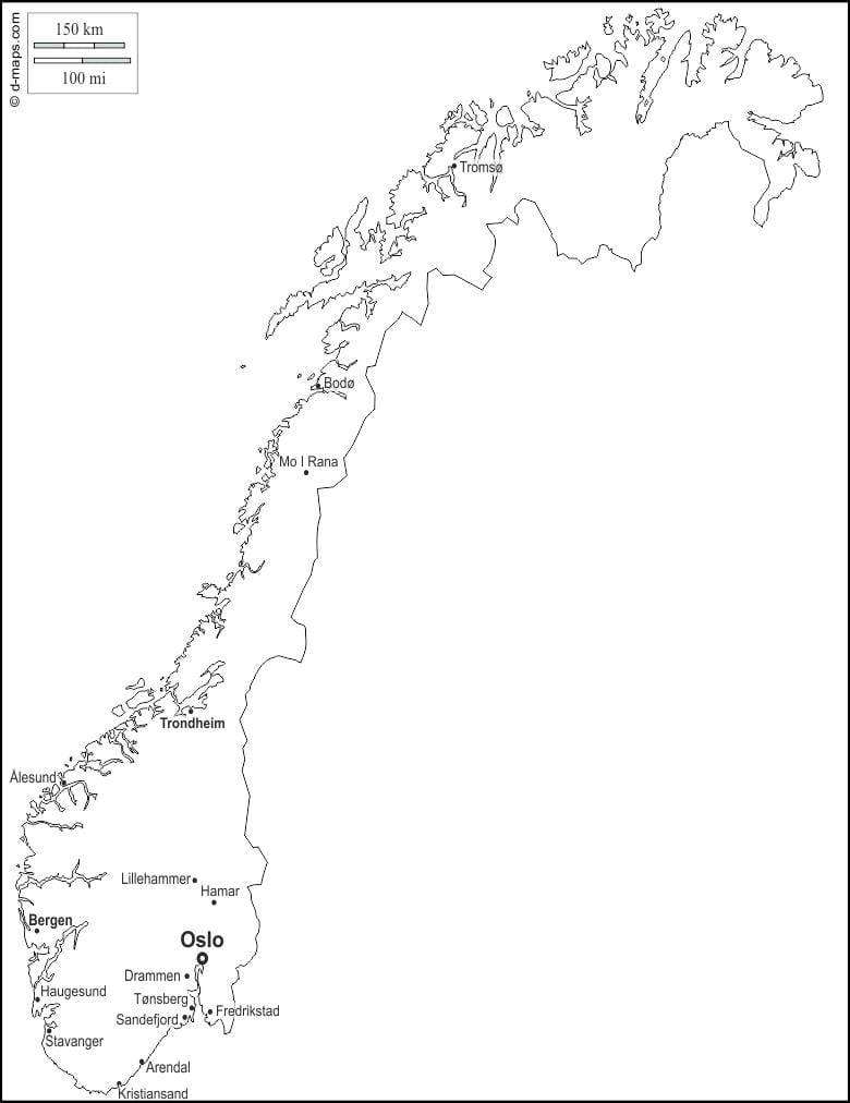 Mapa Norwegii obwód
