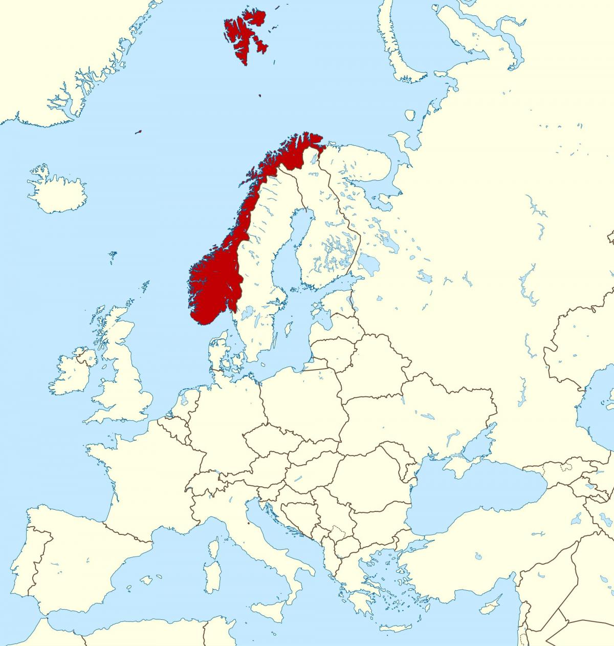 mapa Norwegii i Europie