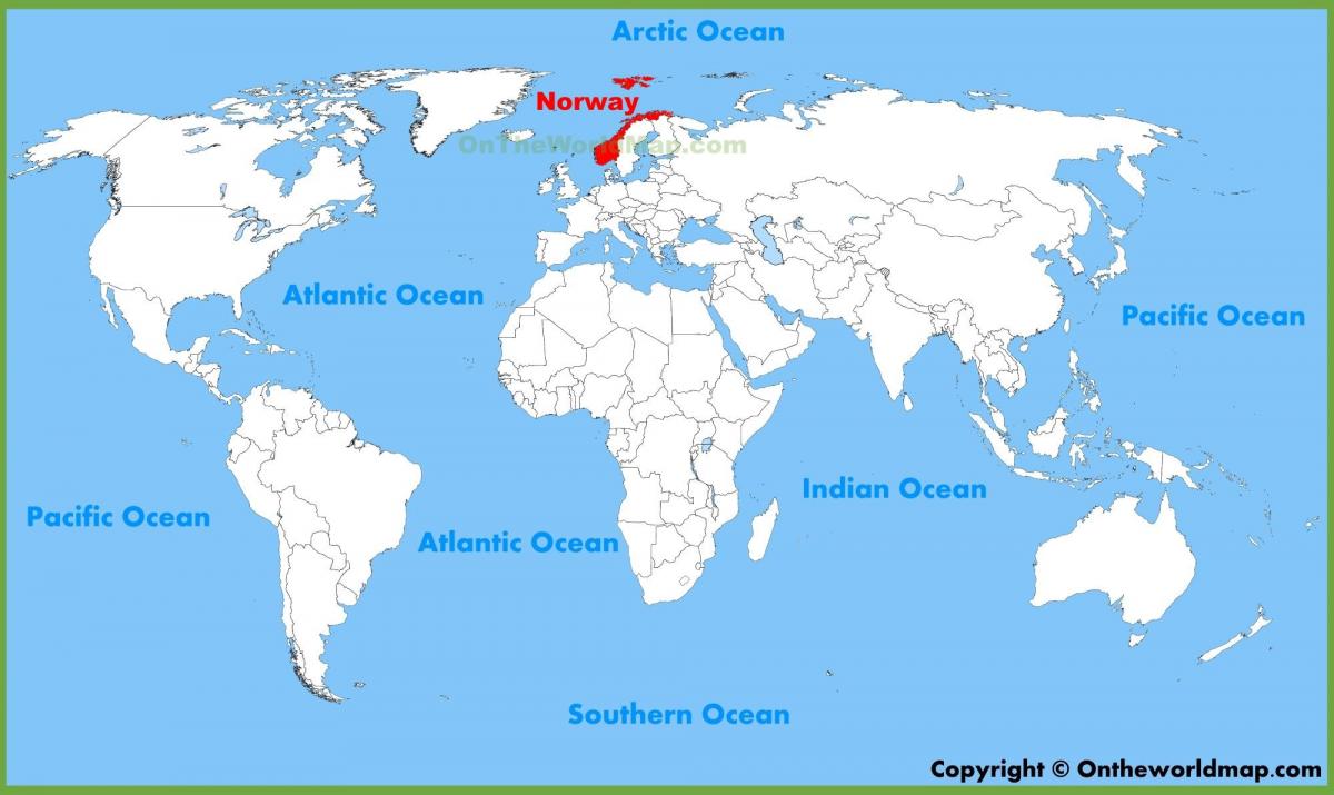 mapa świata pokazująca Norwegia