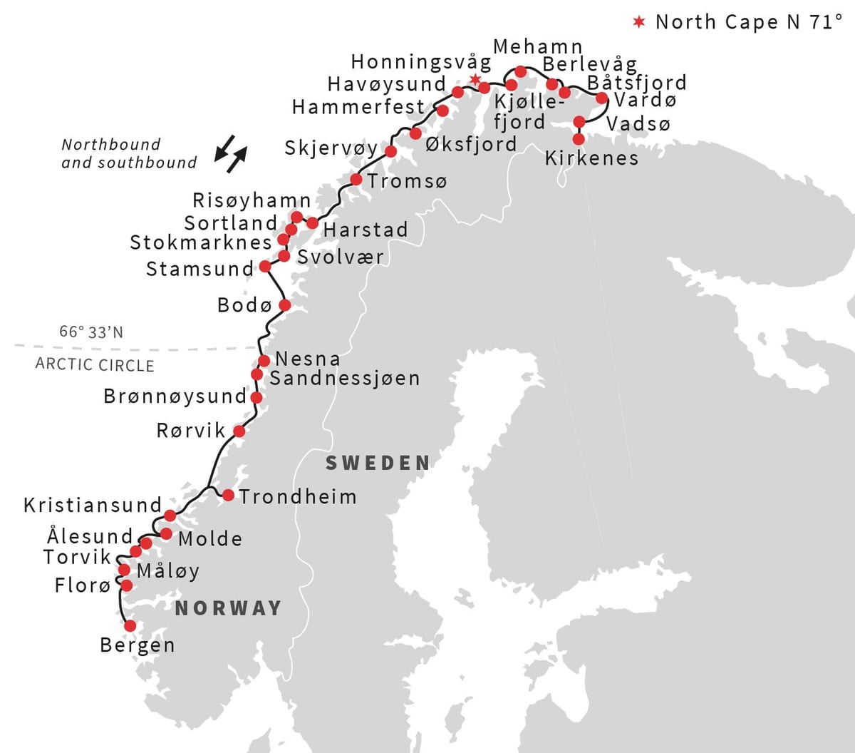 Mapa Norwegii porty