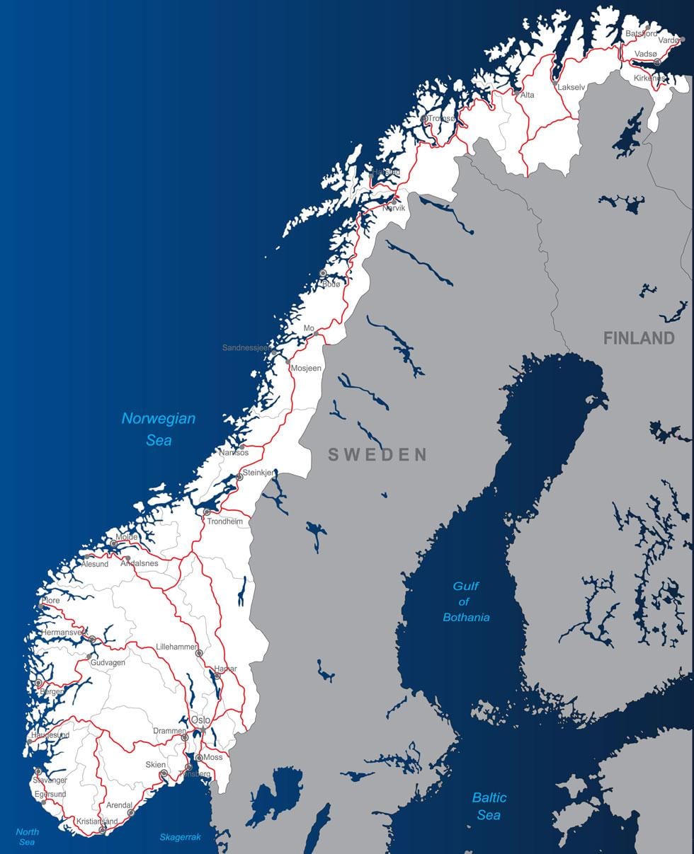 płatne drogi w Norwegii mapa