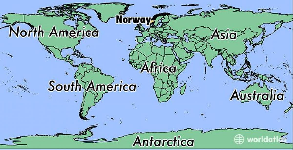 Mapa Norwegii miejsce w świecie 