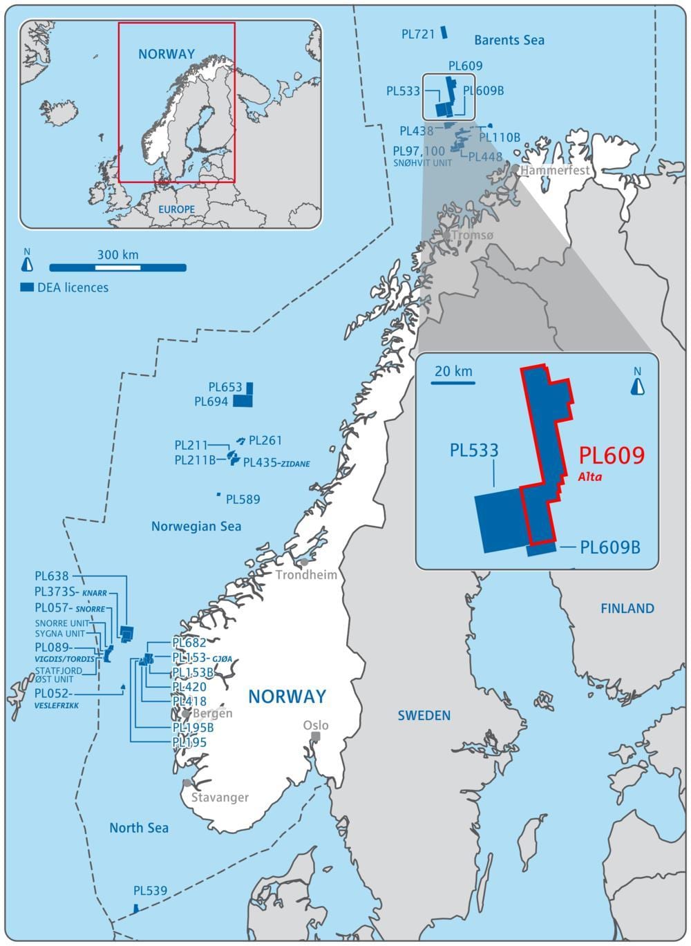 Mapa Norwegii ropy