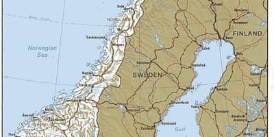 Geograficzna mapa Norwegii