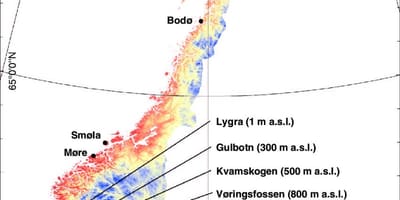 Temperatura Norwegia mapie
