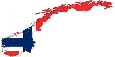 Flaga Norwegii na mapie 