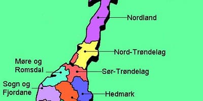 Mapa narodowych tras turystycznych Norwegii 