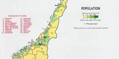 Norwegia mapie ludności 