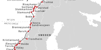 Mapa Norwegii porty