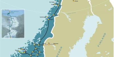 Norwegia kolejowych mapie