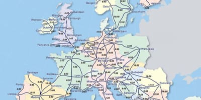 Mapa podróży eurail Norwegia