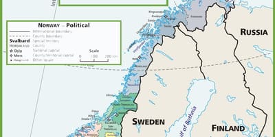 Mapa Norwegii politycznego 