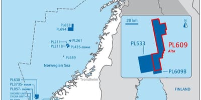 Mapa Norwegii ropy